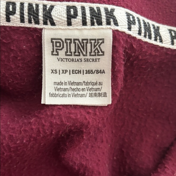 PINK brand size burgundy pull over fleece shirt size xs - Picture 3 of 7